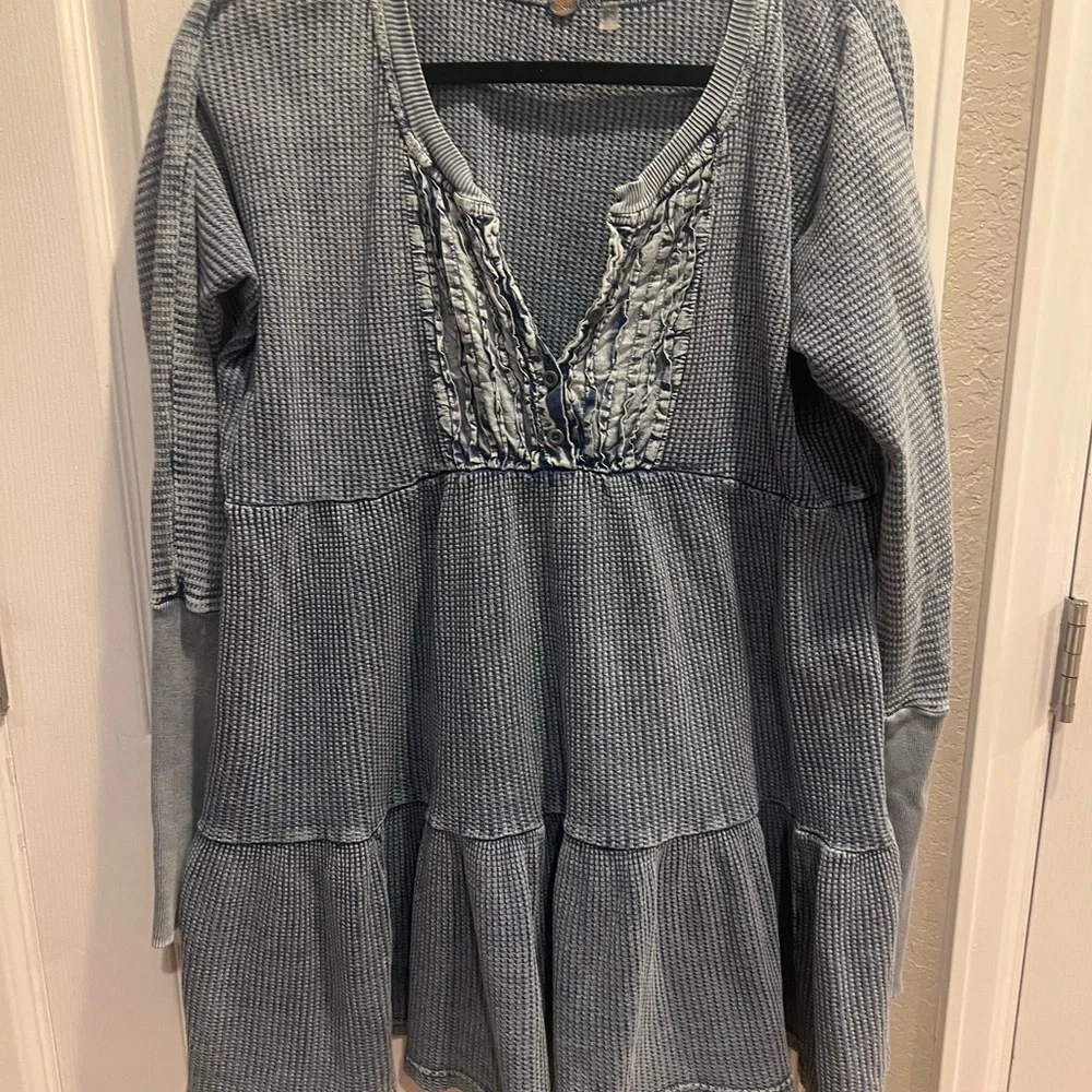 Free People Blue Long Sleeve Dress.